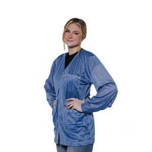 V-Neck ESD Jacket  - Lightweight 8812 Fabric, V-Neck Collar, Snap Cuff ESD Jacket