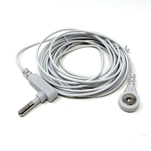 ESD Grounding Cable with 4mm Snap and USA Outlet Plug,  20ft Long - White