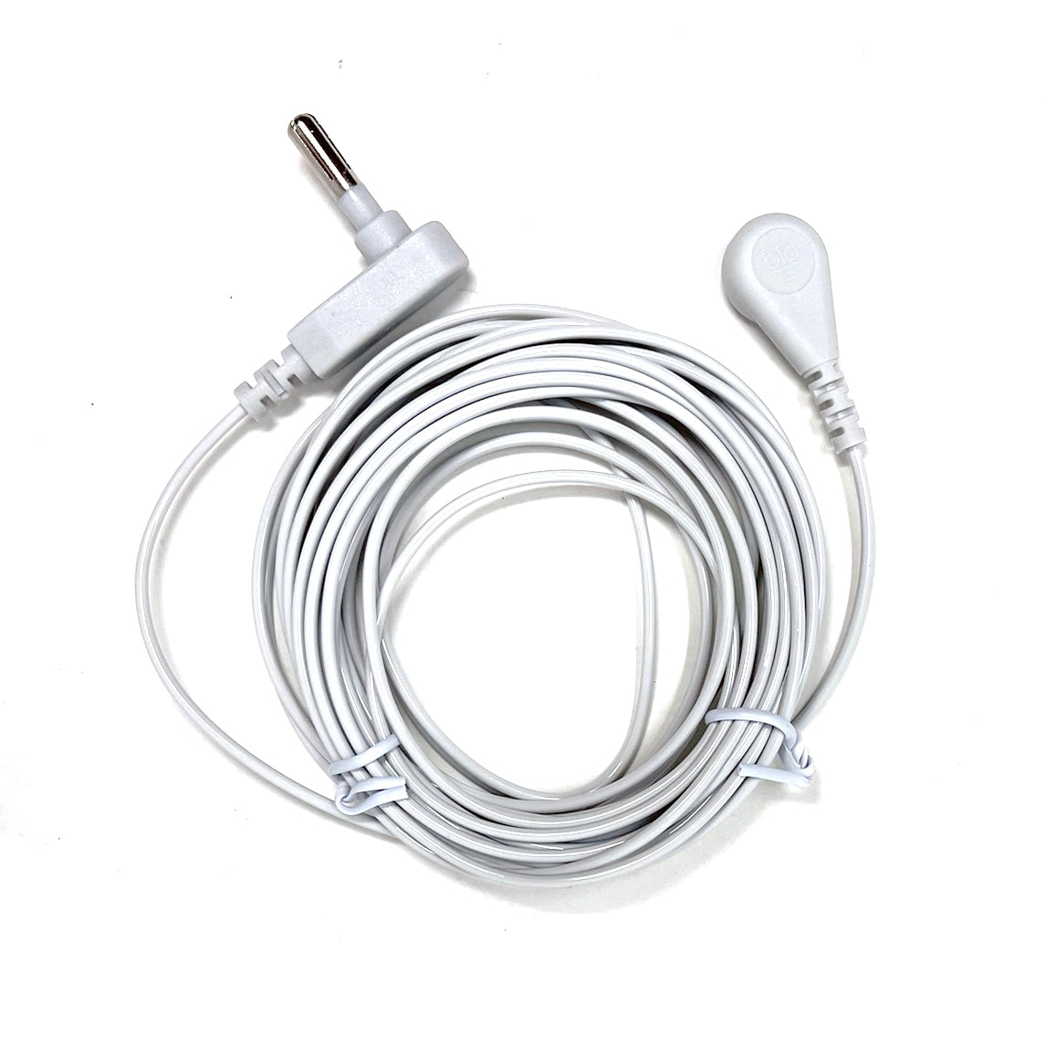 ESD Grounding Cable with 4mm Snap and USA Outlet Plug,  20ft Long - White