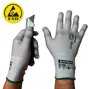 Cut Resistant Anti-Static Gloves - Cut Level 3 - Finger Tip Coated - 12 pairs