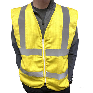 ESD Vest Medium Weight 9010 Fabric - High Visibility