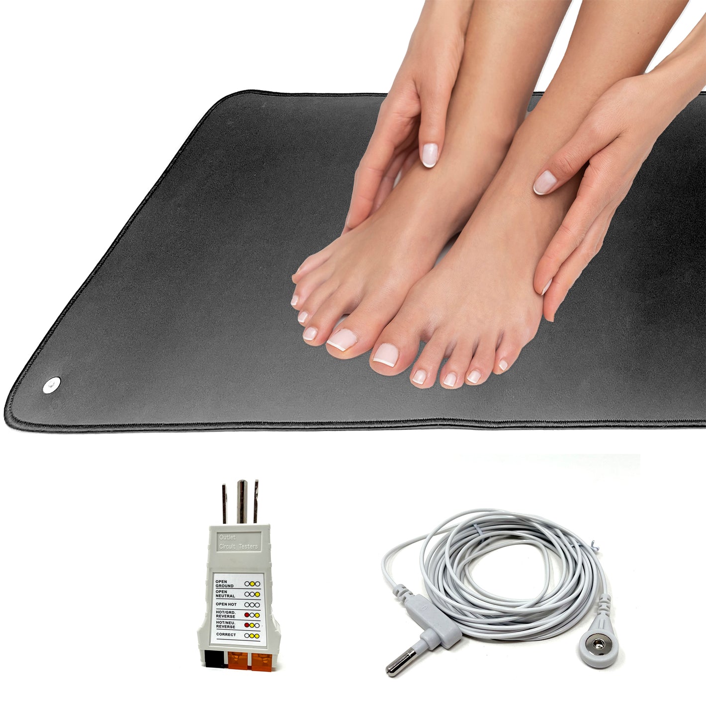 Earthing Mat - Premium Vegan Leather, Black, 12.5"x30"