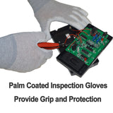 Static Care ESD Anti-Static Assembly Inspection Handling Gloves, Dissipative Nylon, Palm Coated Polyurethane - 12 Pairs
