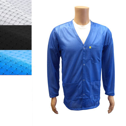 Medium Weight 9010 Fabric, V-Neck Collar, Snap Cuff ESD Jacket