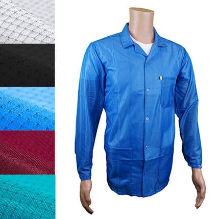 ESD Lab Jacket  with Lapel Collar, Snap Cuff, blue