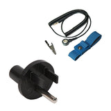 Static Care Banana Jack Outlet Plug Adapter (2 Pieces) and Wrist Strap Set (2 Sets) 5' Coil Cord, 4mm, 1 Meg Blue Fabric