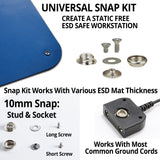 Static Care Universal Snap Kit for ESD Table, ESD Floor Mats – 10mm Snaps – Easy to Install – Fits All Sizes - Pack of 2
