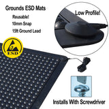 Alphastat Floor Mat Grounding Kit - Universal Snap Kit and 15' 1 Meg Male Floor Low Profile Ground Cord