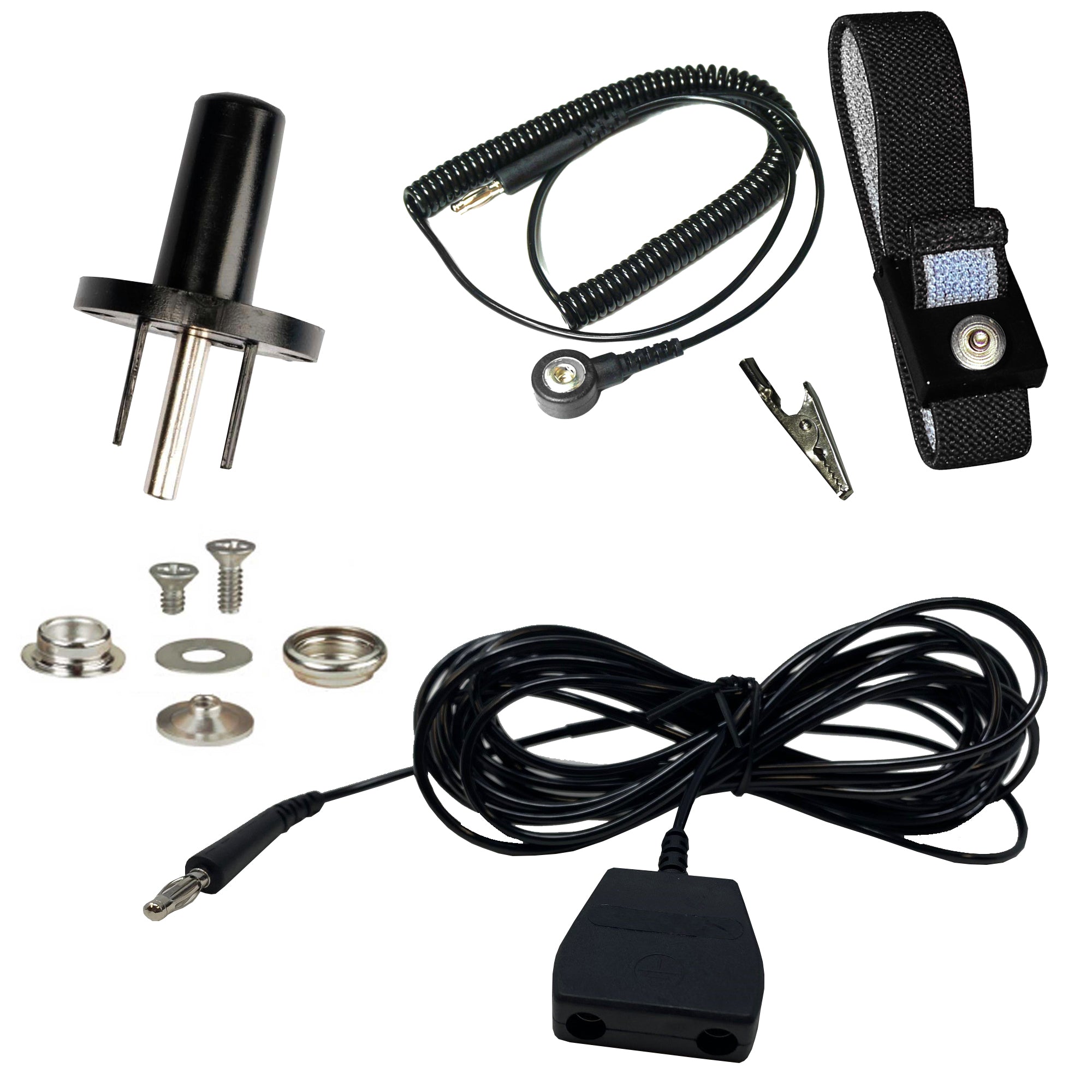 Grounding Snap with ESD Grounding Plug for Universal Grounding Table Mat,  Universal Snap Kit and 16ft Grounding Cord Makes Perfect Grounding Wire Kit  in ESD Supplies, ESD Grounding Kit & Ground Cord 