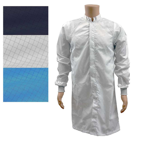 ESD Cleanroom Frock - White, Light Blue, and Navy Blue - ESD Knit Cuffs