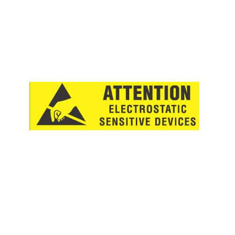 ESD Label: "Attention Electrostatic Sensitive Devices".  Size: 3/8" X 1-1/4"