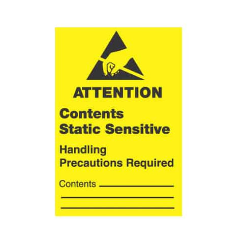 LB9110 / LB9120 ESD Label - “Attention Contents Static Sensitive Handling Precautions Required. Contents: ”