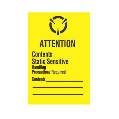 ESD Label - "Attention Contents Static Sensitive Handling Precautions Required"