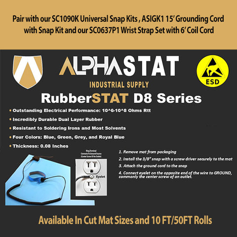 RubberSTAT D8 Anti-Static ESD Rubber Table Mat - Full Rolls