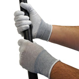 Static Care ESD Anti-Static Assembly Inspection Handling Gloves, Dissipative Nylon, Palm Coated Polyurethane - 12 Pairs