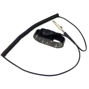 Static Care Metal Adjustable Wrist Strap with 6' Cord, 1 Megohm Resistor, 4mm Snap, Black