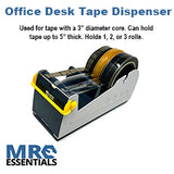 Pro-Mount 1-3 Roll Tape Dispenser for 50mm wide 3" core tapes, heavy duty steel desktop dispenser with blade saver