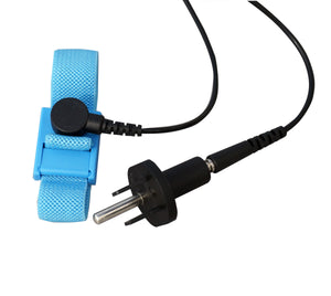 Static Care Banana Jack Outlet Plug Adapter with ESD Anti Static Wrist Strap Set 12' Coil Cord - Universal Ground 3 Prong USA Adapter
